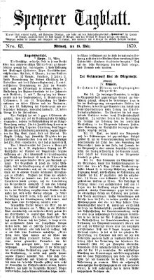 Speyerer Tagblatt Mittwoch 16. März 1870