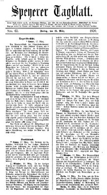 Speyerer Tagblatt Freitag 18. März 1870