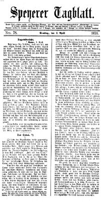 Speyerer Tagblatt Samstag 2. April 1870