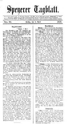 Speyerer Tagblatt Freitag 8. April 1870