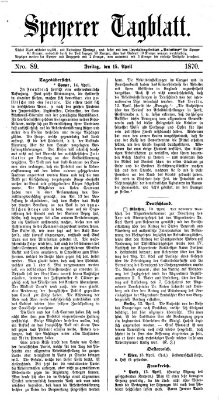 Speyerer Tagblatt Freitag 15. April 1870