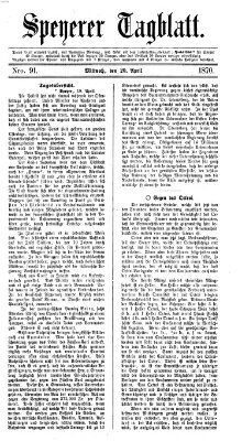 Speyerer Tagblatt Mittwoch 20. April 1870