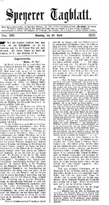 Speyerer Tagblatt Samstag 30. April 1870