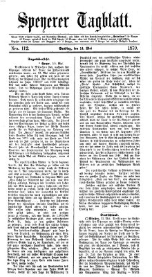 Speyerer Tagblatt Samstag 14. Mai 1870