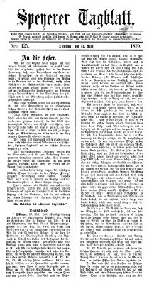 Speyerer Tagblatt Dienstag 31. Mai 1870