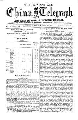 The London and China telegraph Samstag 14. Dezember 1861