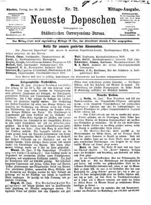 Süddeutscher Telegraph Freitag 26. Juni 1868