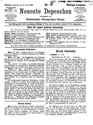 Süddeutscher Telegraph Samstag 27. Juni 1868