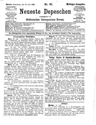 Süddeutscher Telegraph Donnerstag 16. Juli 1868