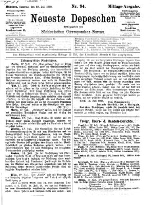 Süddeutscher Telegraph Samstag 18. Juli 1868