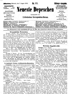 Süddeutscher Telegraph Mittwoch 5. August 1868