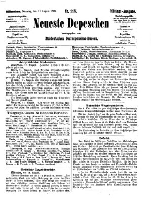 Süddeutscher Telegraph Dienstag 11. August 1868