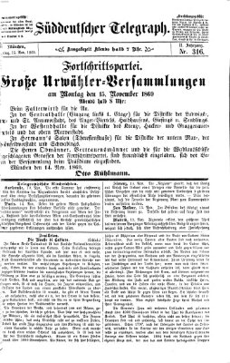 Süddeutscher Telegraph Montag 15. November 1869