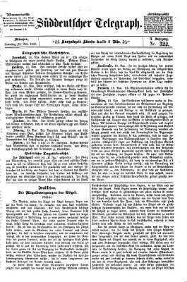 Süddeutscher Telegraph Montag 22. November 1869