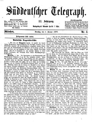 Süddeutscher Telegraph Dienstag 4. Januar 1870