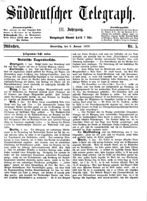 Süddeutscher Telegraph Donnerstag 6. Januar 1870