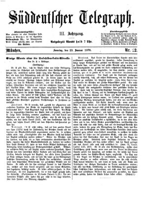 Süddeutscher Telegraph Sonntag 23. Januar 1870