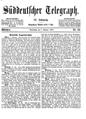 Süddeutscher Telegraph Donnerstag 3. Februar 1870