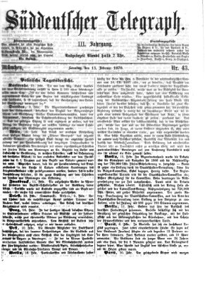 Süddeutscher Telegraph Sonntag 13. Februar 1870