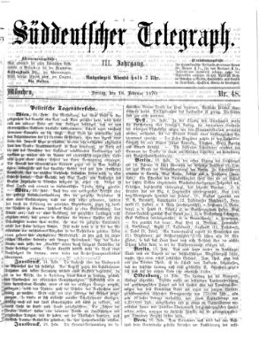Süddeutscher Telegraph Freitag 18. Februar 1870