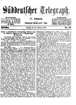 Süddeutscher Telegraph Samstag 19. Februar 1870