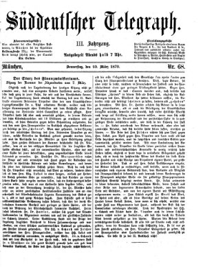 Süddeutscher Telegraph Donnerstag 10. März 1870