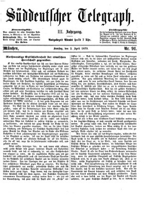 Süddeutscher Telegraph Samstag 2. April 1870