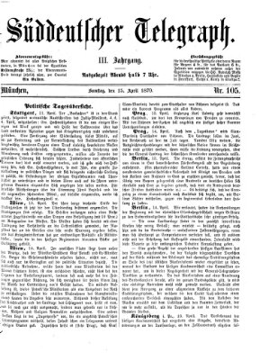 Süddeutscher Telegraph Freitag 15. April 1870