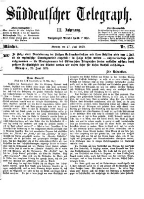 Süddeutscher Telegraph Montag 27. Juni 1870