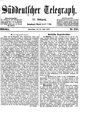 Süddeutscher Telegraph Donnerstag 28. Juli 1870