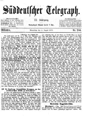 Süddeutscher Telegraph Donnerstag 4. August 1870