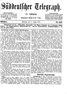 Süddeutscher Telegraph Mittwoch 31. August 1870