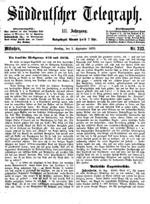 Süddeutscher Telegraph Samstag 3. September 1870