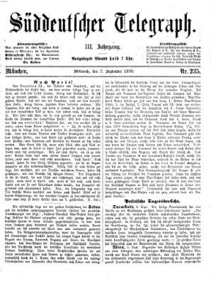 Süddeutscher Telegraph Mittwoch 7. September 1870