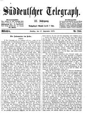 Süddeutscher Telegraph Samstag 17. September 1870