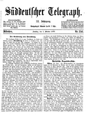 Süddeutscher Telegraph Samstag 1. Oktober 1870