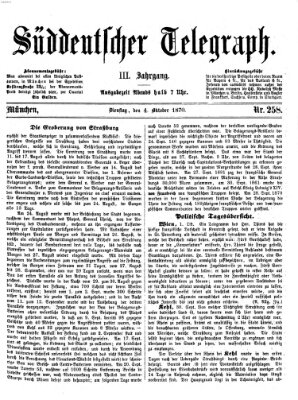 Süddeutscher Telegraph Dienstag 4. Oktober 1870