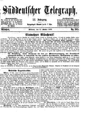 Süddeutscher Telegraph Mittwoch 12. Oktober 1870