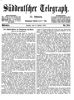 Süddeutscher Telegraph Samstag 15. Oktober 1870