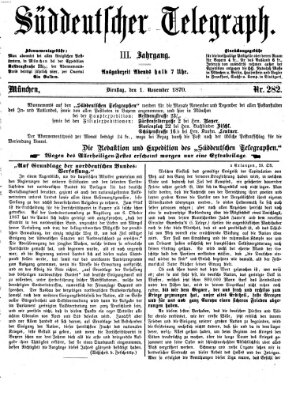 Süddeutscher Telegraph Dienstag 1. November 1870