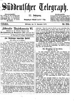 Süddeutscher Telegraph Mittwoch 16. November 1870