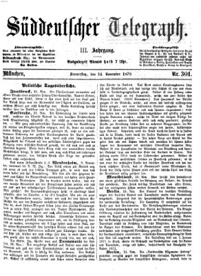 Süddeutscher Telegraph Donnerstag 24. November 1870