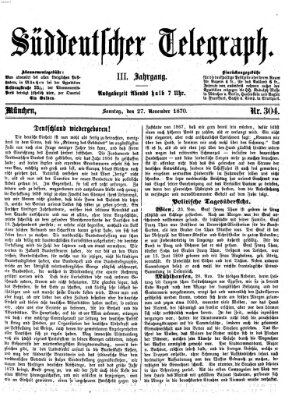 Süddeutscher Telegraph Sonntag 27. November 1870