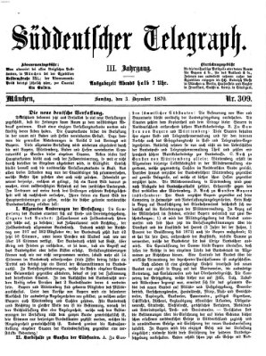 Süddeutscher Telegraph Samstag 3. Dezember 1870