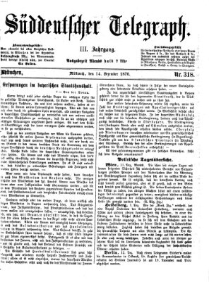 Süddeutscher Telegraph Mittwoch 14. Dezember 1870