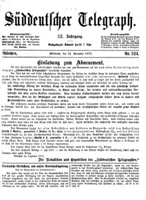 Süddeutscher Telegraph Mittwoch 21. Dezember 1870