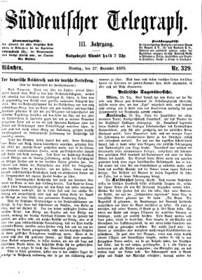 Süddeutscher Telegraph Dienstag 27. Dezember 1870