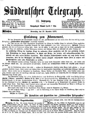 Süddeutscher Telegraph Donnerstag 29. Dezember 1870