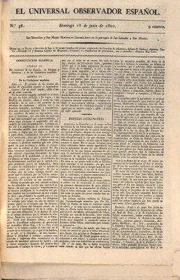 El Universal Sonntag 18. Juni 1820