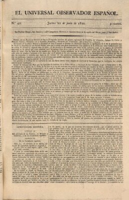 El Universal Donnerstag 22. Juni 1820